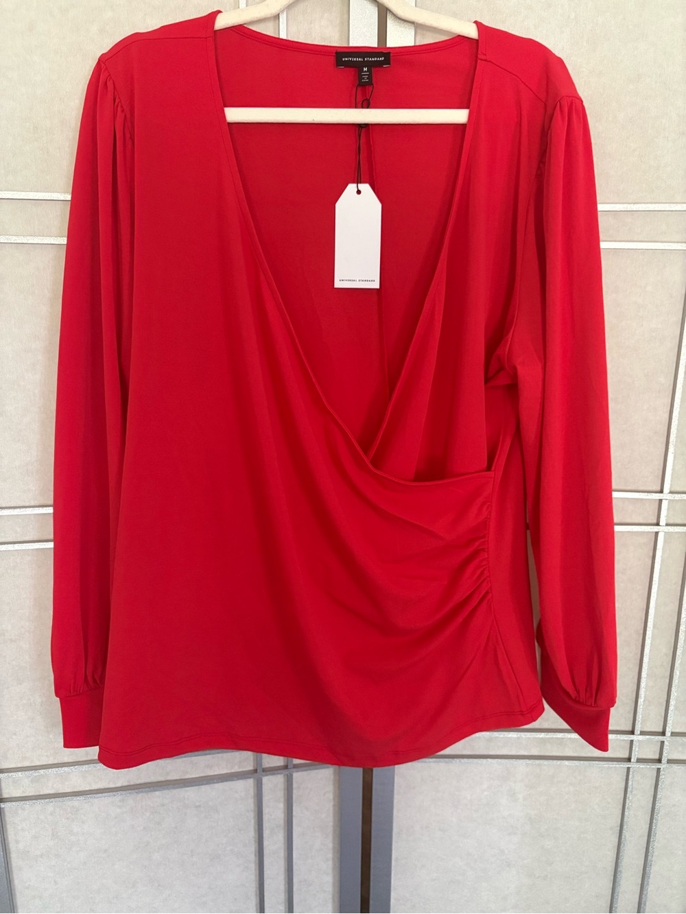Universal Standard Red Surplice Long-Sleeve Top